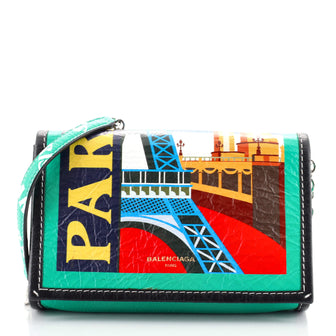 Balenciaga Bazar Wallet on Chain Printed Leather