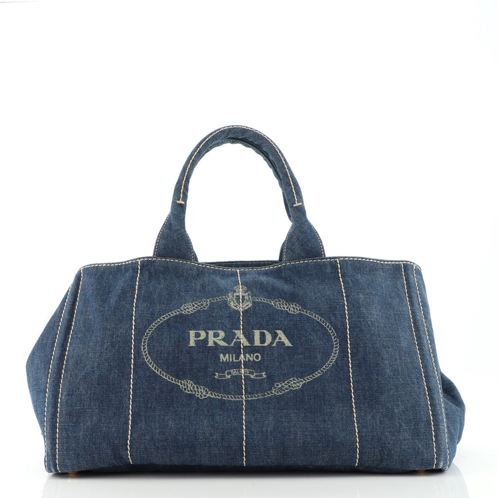 Prada Canapa Tote Denim Large Blue 952586