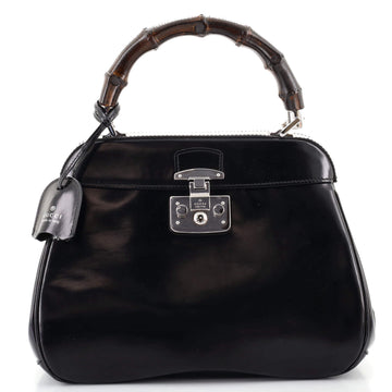 Gucci Lady Lock Bamboo Top Handle Bag Leather Medium