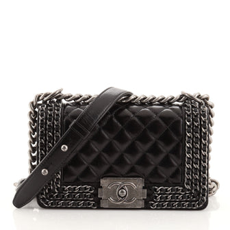 Chanel Chained Boy Flap Bag Quilted Glazed Calfskin Small