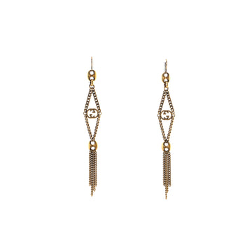 Gucci Interlocking G Chain Fringe Dangle Earrings Metal