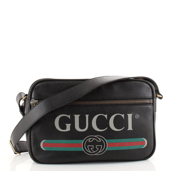 Gucci Logo Shoulder Bag Printed Leather