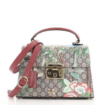 Gucci Padlock Top Handle Bag Tian Print GG Coated Canvas Small