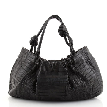 Nancy Gonzalez Knot Shoulder Bag Pleated Crocodile Large