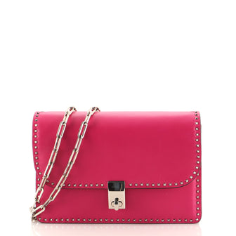 Valentino Turnlock Chain Shoulder Bag Leather with Micro Rockstuds Small