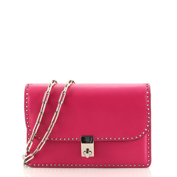 Valentino Turnlock Chain Shoulder Bag Leather with Micro Rockstuds Small
