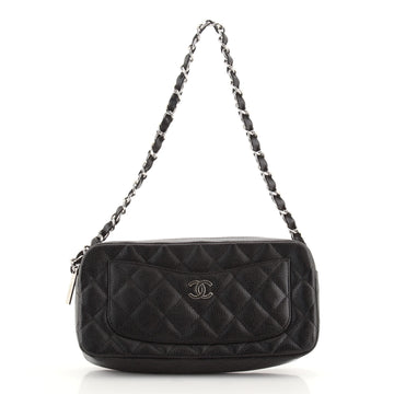Chanel Vintage Front Pocket Camera Bag Quilted Caviar Small