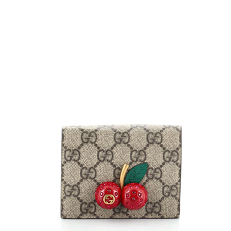 Gucci Cherries Flap Card Case GG Coated Canvas
