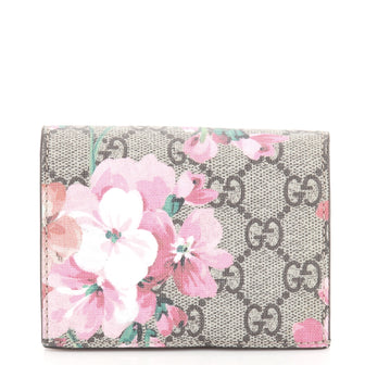 Gucci Flap Card Case Blooms Print GG Coated Canvas