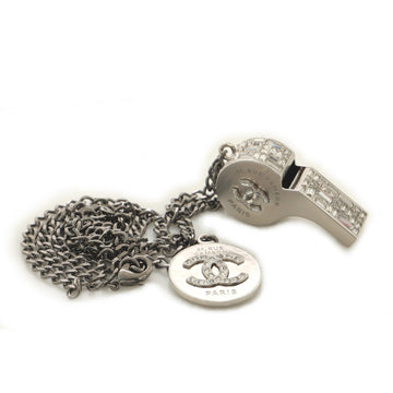 Chanel CC Whistle Pendant Necklace Metal with Crystals