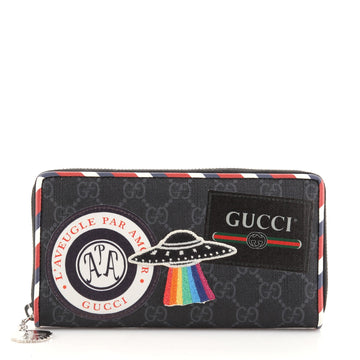 Gucci Courrier Zip Around Wallet GG Coated Canvas with Applique