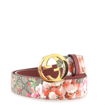 Gucci Interlocking G Belt Blooms Print GG Coated Canvas Wide