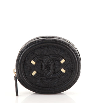 Chanel Filigree Round Coin Purse Quilted Caviar