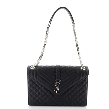 Saint Laurent Classic Monogram Envelope Satchel Quilted Leather Medium