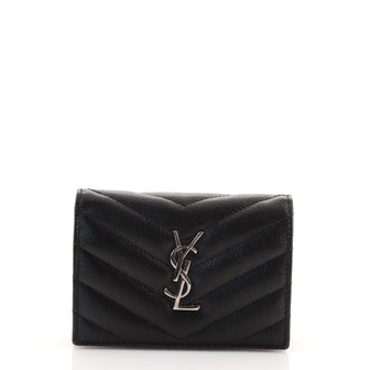 Saint Laurent Flap Card Case Matelasse Chevron Leather