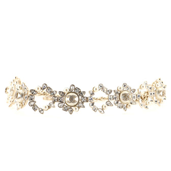Chanel Fancy CC Ring Chain Link Belt Metal with Crystals and Faux Pearls