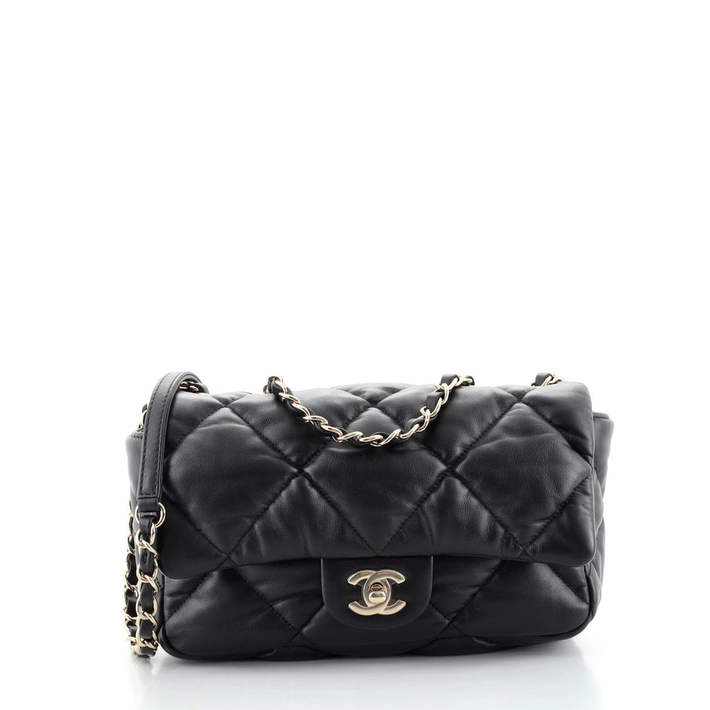 Chanel Puffy Bubbly CC Flap Bag Quilted Calfskin Medium Black 955621