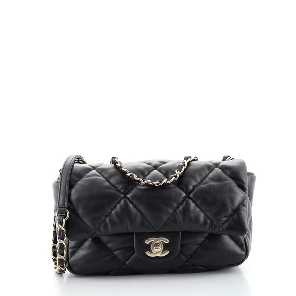 Puffy Bubbly CC Flap Bag Quilted Calfskin Medium