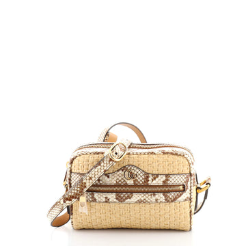 Gucci Ophidia Shoulder Bag Raffia with Snakeskin Mini