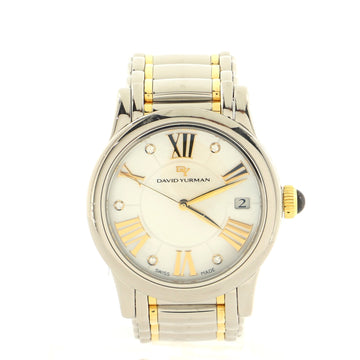 David Yurman Classic Quartz Watch Stainless Steel and Yellow Gold with Diamond Markers and Mother of Pearl 34