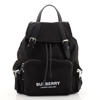 Burberry Logo Rucksack Backpack Nylon with Leather Medium