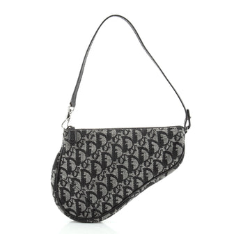 Christian Dior Vintage Saddle Bag Diorissimo Canvas Mini