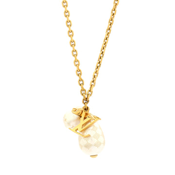 Louis Vuitton Damier Perle Pendant Necklace Metal and Faux Pearls