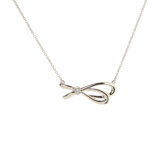 Tiffany & Co. Bow Knot Pendant Necklace 18K White Gold with Diamonds