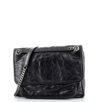 Saint Laurent Niki Chain Flap Bag Matelasse Chevron Leather Medium