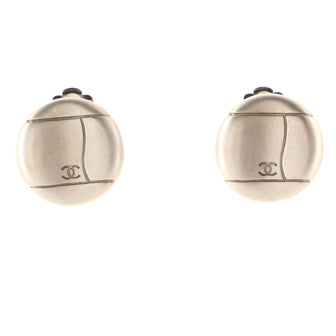 Chanel Vintage CC Round Clip-On Earrings Metal