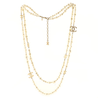 Chanel CC Double Strand Necklace Faux Pearls with Metal