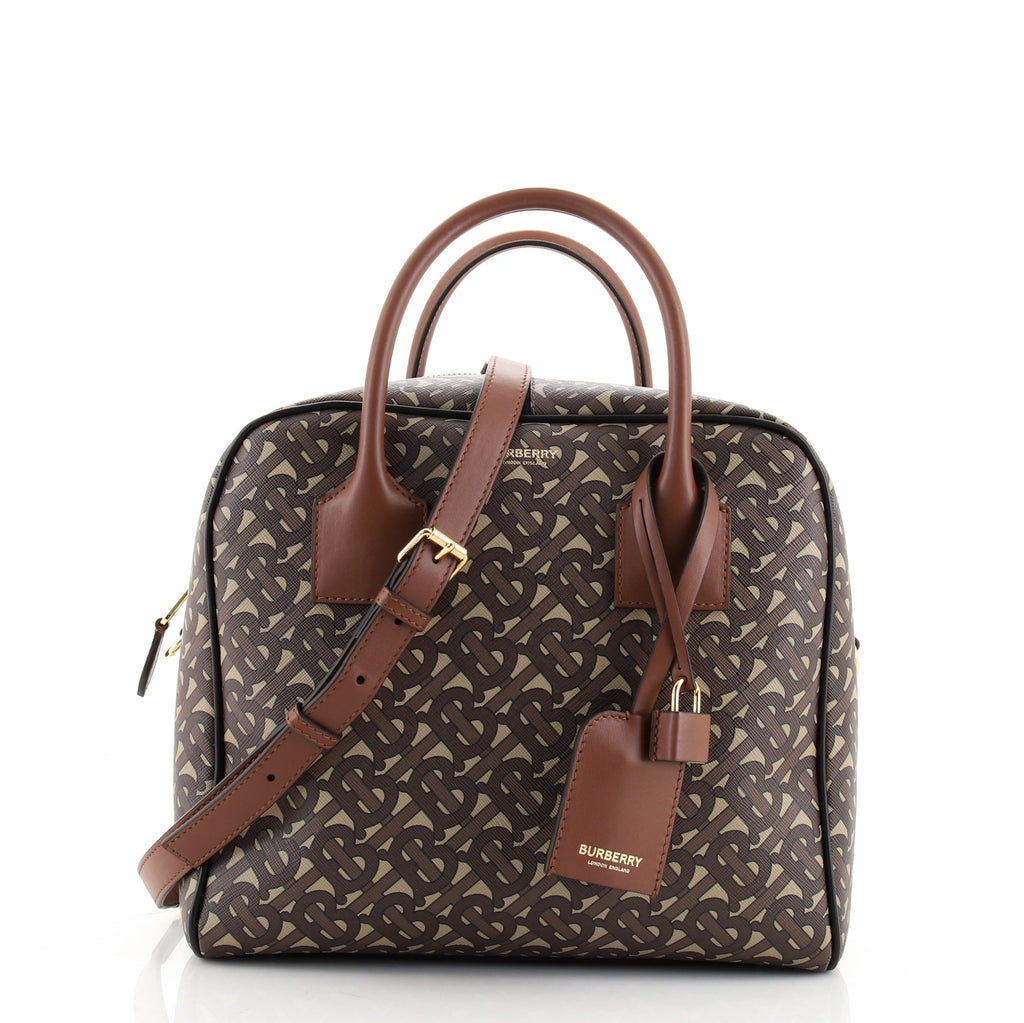 Burberry Cube Bag Monogram E-Canvas Medium Brown 957361