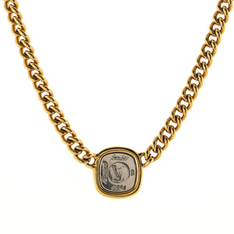 Louis Vuitton LV ID Necklace Silver Metal