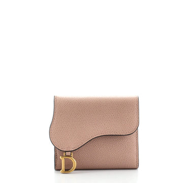 Christian Dior Saddle Lotus Wallet Leather Mini