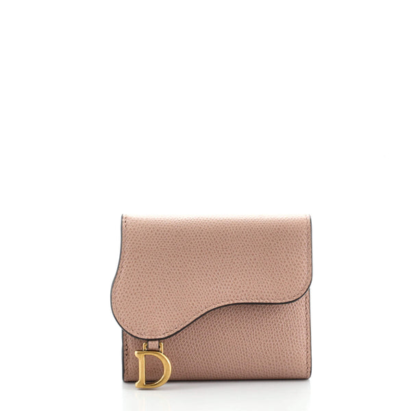 Christian Dior Saddle Lotus Wallet Leather Mini 95796