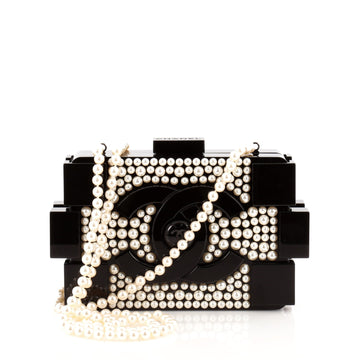 Chanel Lego Clutch Pearl Embellished Plexiglass