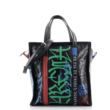 Balenciaga Bazar Graffiti Convertible Tote Leather Small