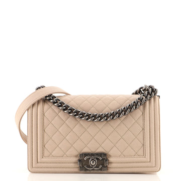 Chanel Boy Flap Bag Quilted Caviar Old Medium