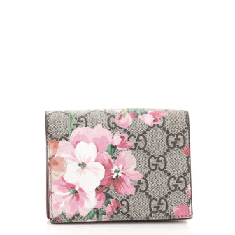 Gucci Flap Card Case Blooms Print GG Coated Canvas