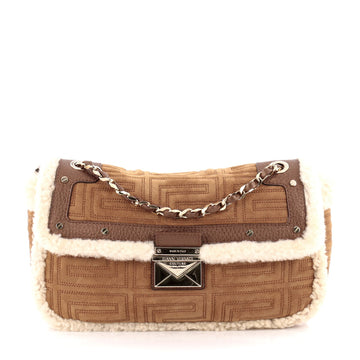 Versace Couture Flap Bag Studded Matelasse Shearling Medium
