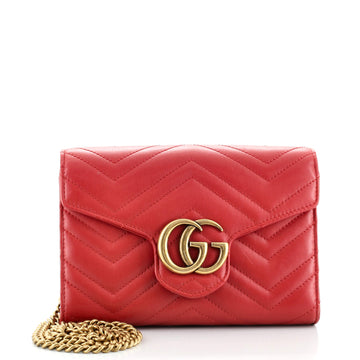 Gucci GG Marmont Chain Wallet Matelasse Leather Mini