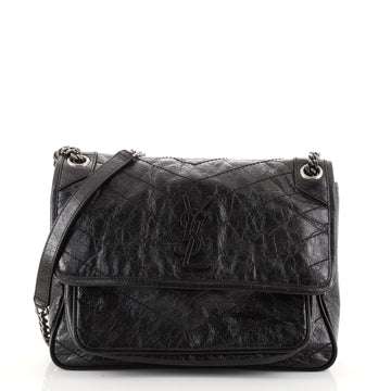 Saint Laurent Niki Chain Flap Bag Matelasse Chevron Leather Medium