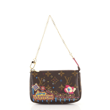 Louis Vuitton Pochette Accessoires Limited Edition Vivienne Xmas Monogram Canvas Mini