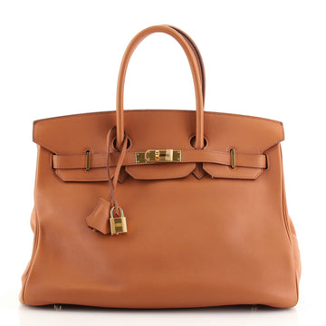 Hermes Birkin Handbag Brown Swift with Gold Hardware 35