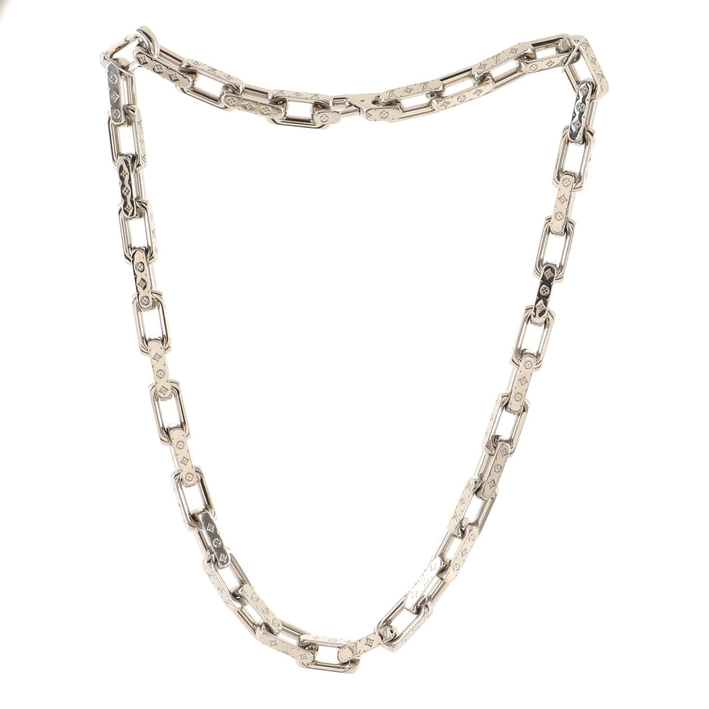 Louis Vuitton Monogram Chain Necklace Metal Silver 95999116