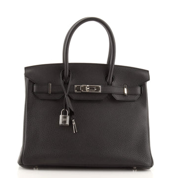 Hermes Birkin Handbag Grey Clemence with Palladium Hardware 30