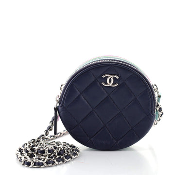 Chanel Round Compartment Clutch with Chain Quilted Lambskin