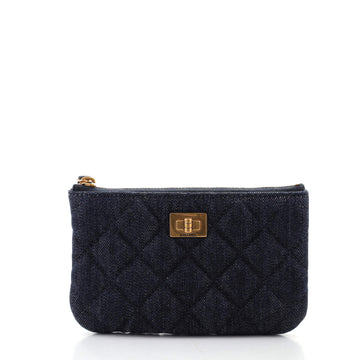 Chanel Reissue 2.55 O Case Pouch Quilted Denim Mini