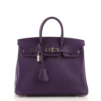 Hermes Birkin Handbag Purple Epsom with Palladium Hardware 25