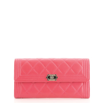 Chanel Boy Flap Wallet Quilted Lambskin Long
